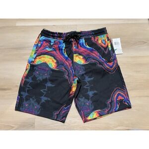 NWT Fresh Prints Of Bel Ari Black Neon Psychedelic Print Shorts Men's Size Med